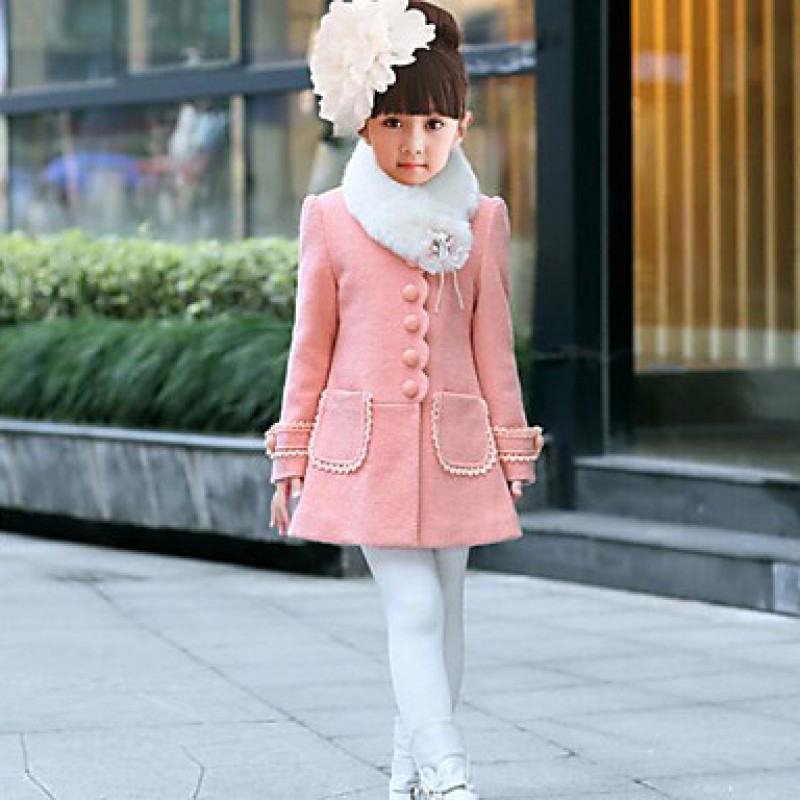 Girl's Casual/Daily Patchwork Suit & Blazer / Jacket & Coat,Polyester Winter / Spring / Fall Pink / Red  