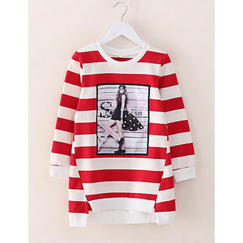 Girl's Casual/Daily Striped Tee,Cotton Spring / Fall Black / Purple / Red  