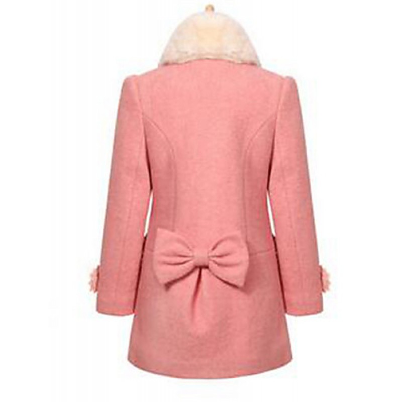 Girl's Casual/Daily Solid Trench Coat,Cotton Winter Pink / Red  