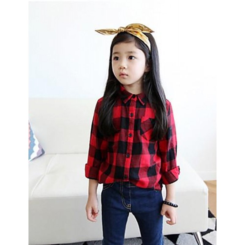 Girl's Check Shirt,Cotton Winter / Spring / Fall R...