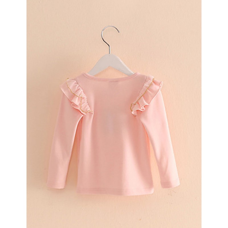 Girl's Purified Cotton Spring/Fall Fashion Casual/Daily Lace Ruffle Blouse Long Sleeves T-shirt  