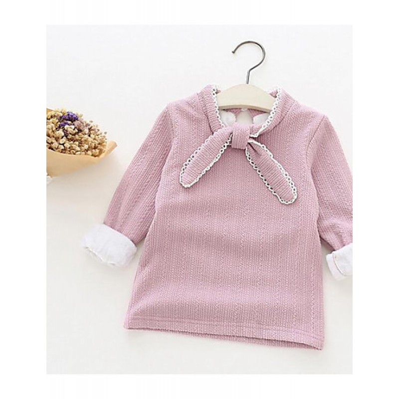 Girl Casual/Daily Solid Tee,Cotton Winter ? Sleeve...