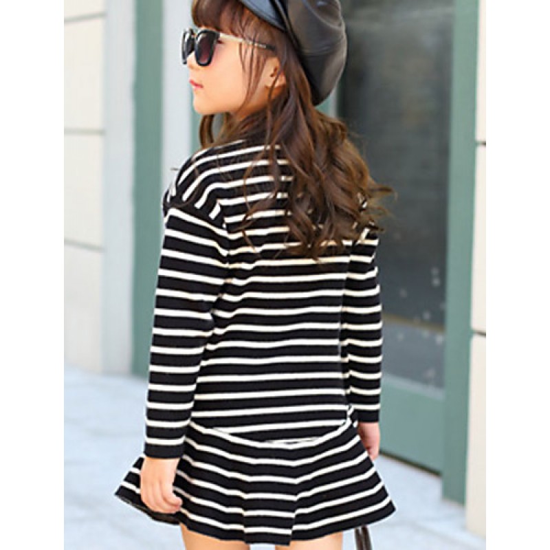 Girl's Casual/Daily Striped Sweater & CardiganWool / Cotton Fall Black / Pink  