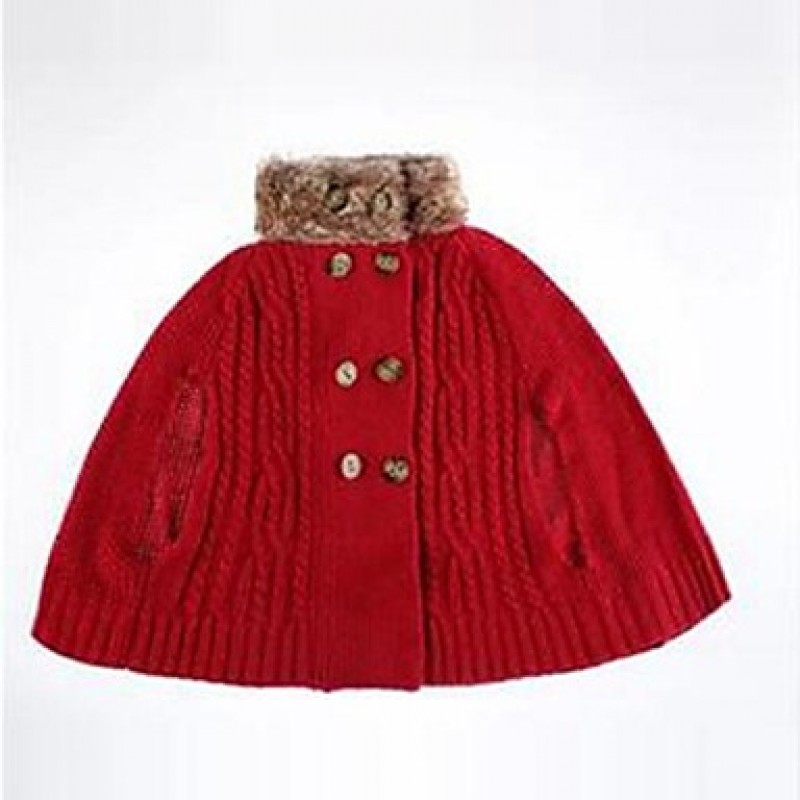 Girl's Red Sweater & Cardigan / Jacket & Coat,Solid Wool / Polyester / Knitwear Winter  