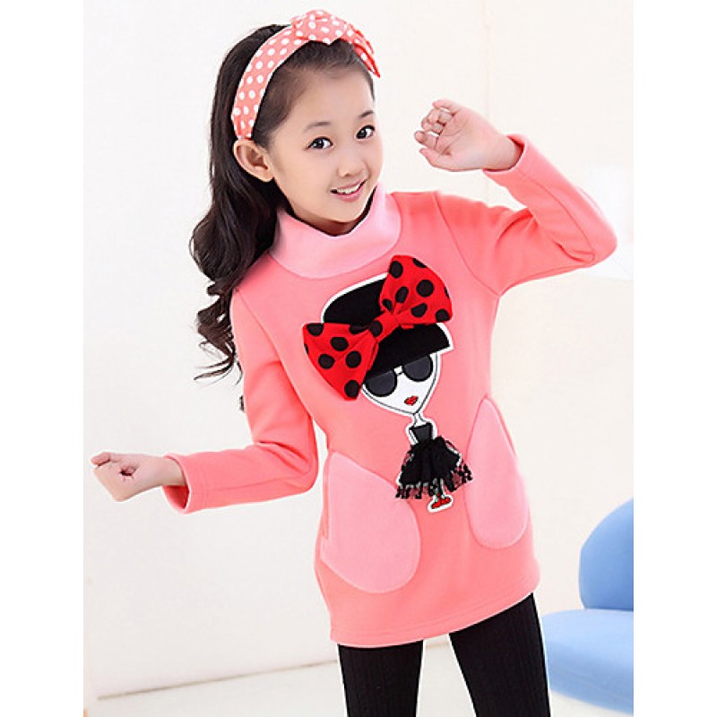 Girls Fashionable Han Edition Cotton  Long Sleeve Long T-shirt render unlined upper garment  