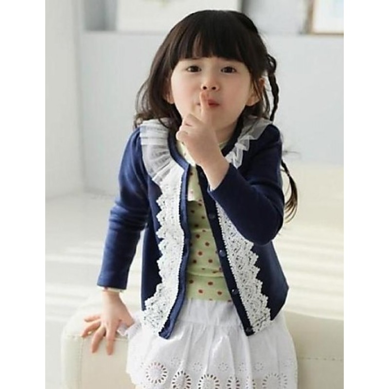 Girl's Solid Jacket & Coat,Cotton / Polyester Winter / Spring / Fall Blue / Pink  