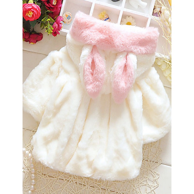 Girl's Casual/Daily Solid BlouseRabbit Fur Winter / Spring / Fall Pink / White  