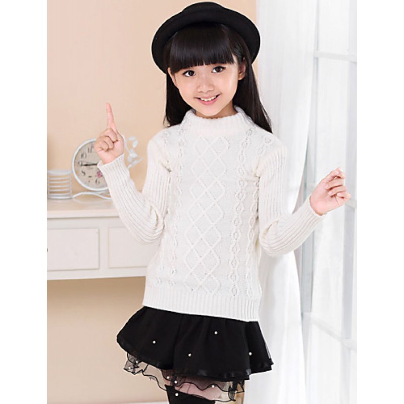 Cardigan For Girls Cotton Casual Solid Color Spring/Fall/Winter Going out/Casual/Daily Long Sleeve Turtleneck Sweatshirt Coat  