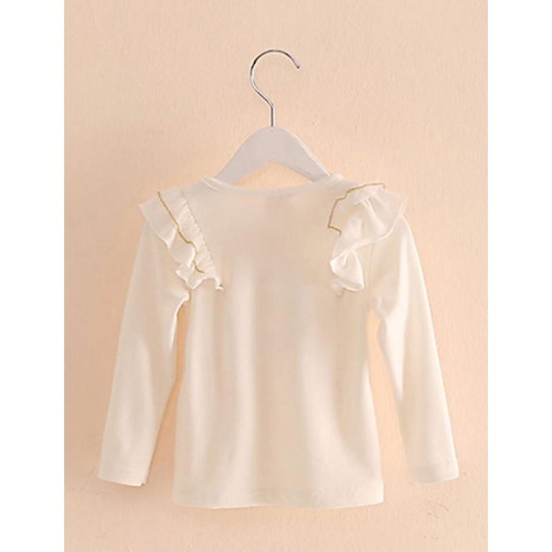 Girl's Purified Cotton Spring/Fall Fashion Casual/Daily Lace Ruffle Blouse Long Sleeves T-shirt  