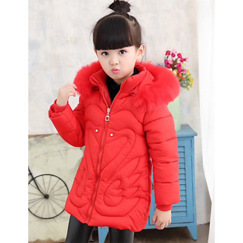 Girl's Casual/Daily Solid Down & Cotton Padded,Cotton Winter Black / Blue / Pink / Red  