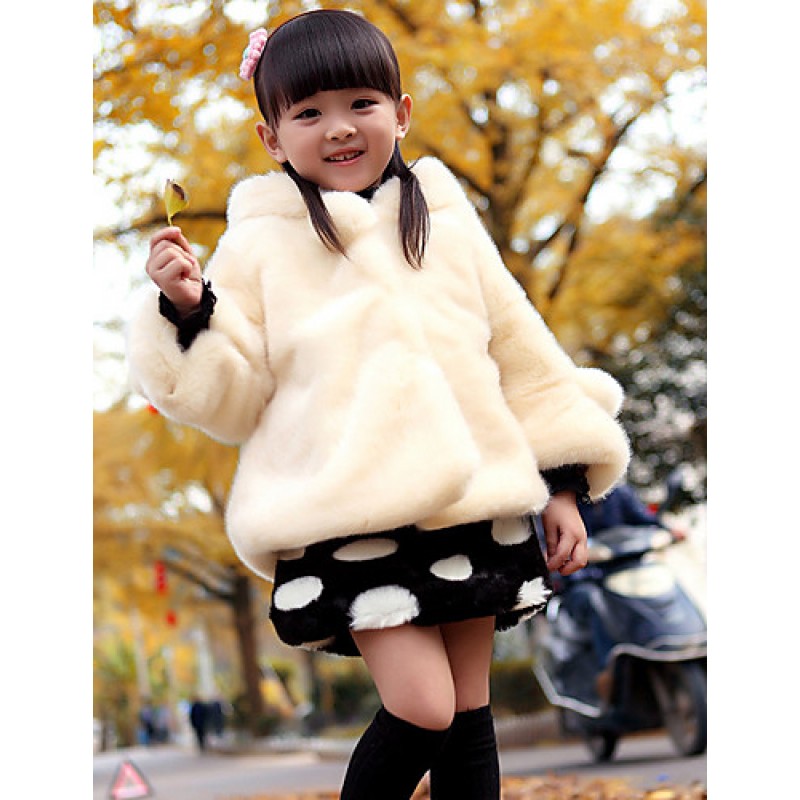 Girl's Casual/Daily Solid Jacket & Coat,Polyester Winter Red / White  