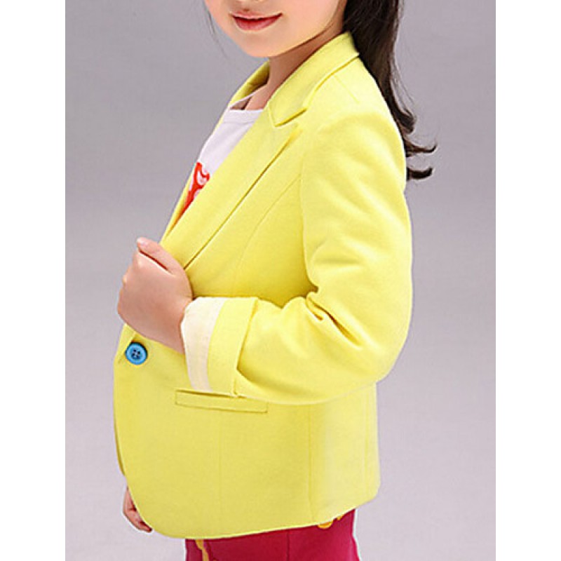 Girl's Solid Suit & Blazer,Cotton Blend Spring / Fall Red / Yellow  