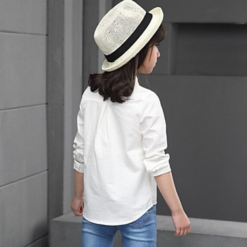 Girl's Casual/Daily Solid Blouse,Cotton Spring / Fall White  