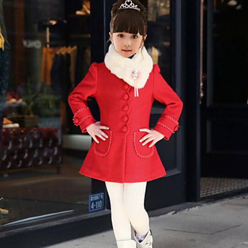 Girl's Casual/Daily Patchwork Suit & Blazer / Jacket & Coat,Polyester Winter / Spring / Fall Pink / Red  