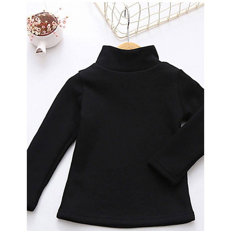 Girl Casual/Daily Solid Blouse,Cotton Winter Long Sleeve  